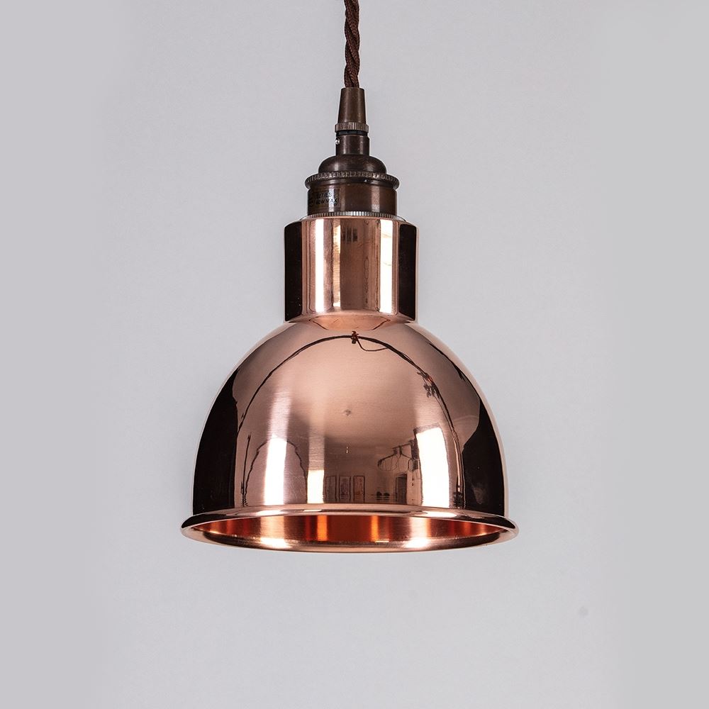 Old School Electric Churchill Pendant Light Metal Shades Polished Copper Designer Pendant Lighting