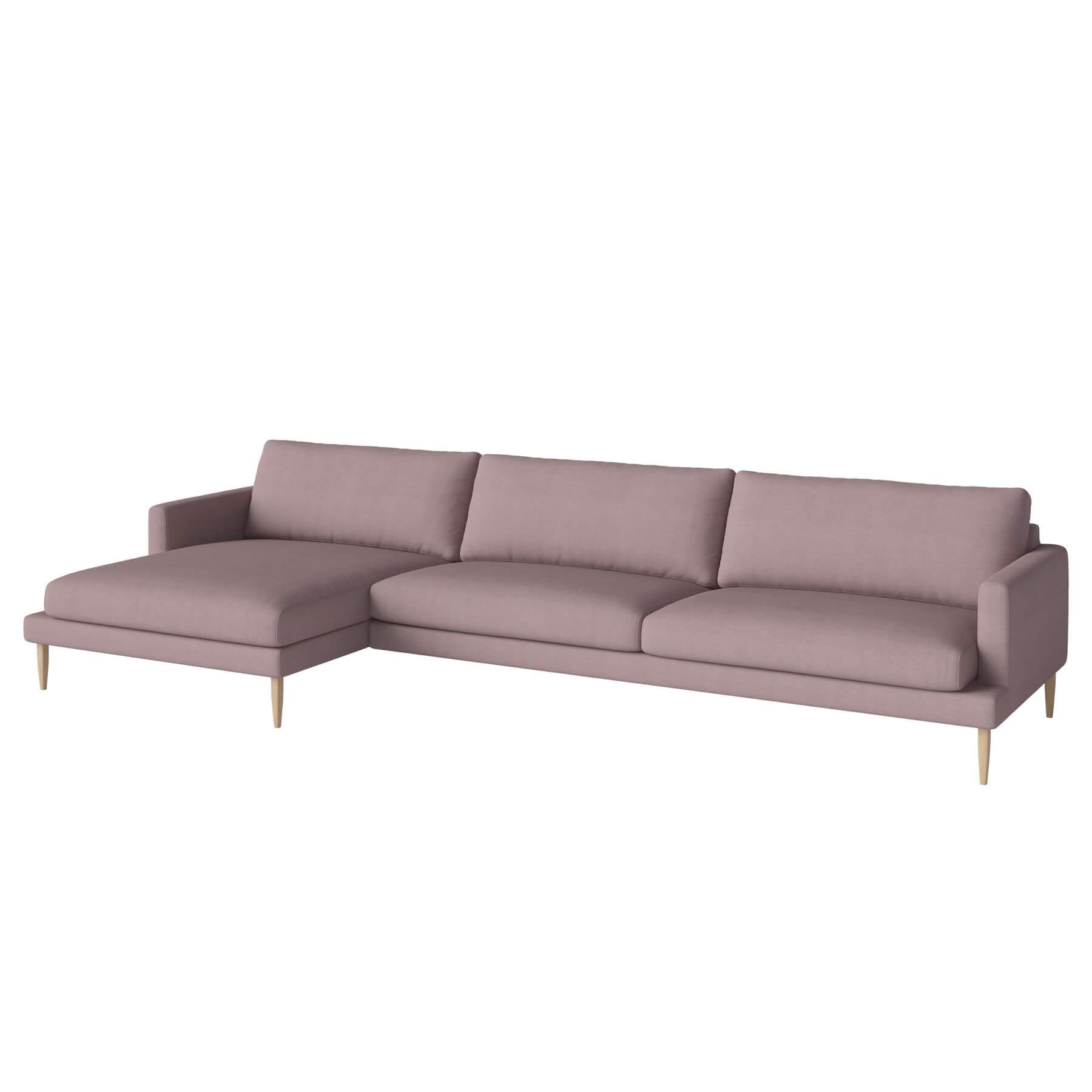 Bolia Veneda Sofa 45 Seater Sofa With Chaise Longue White Oiled Oak Linea Rosa Left Pink Designer Furniture From Holloways Of Ludlow