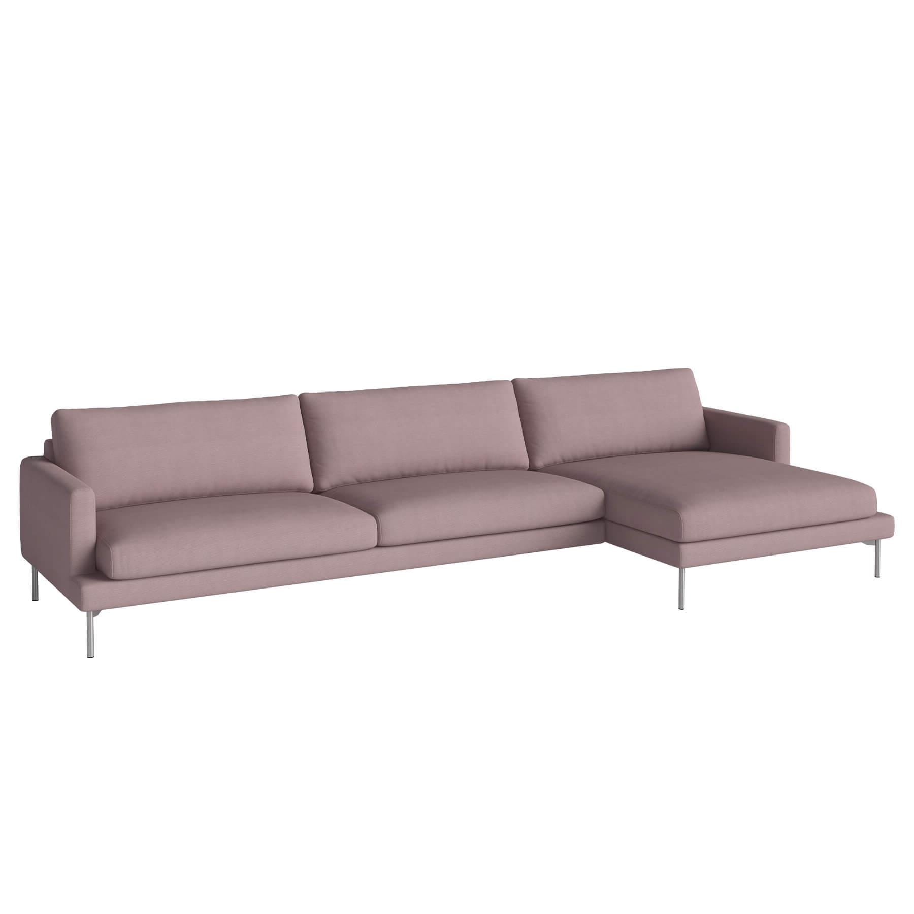 Bolia Veneda Sofa 45 Seater Sofa With Chaise Longue Brushed Steel Linea Rosa Right Pink Designer Furniture From Holloways Of Ludlow