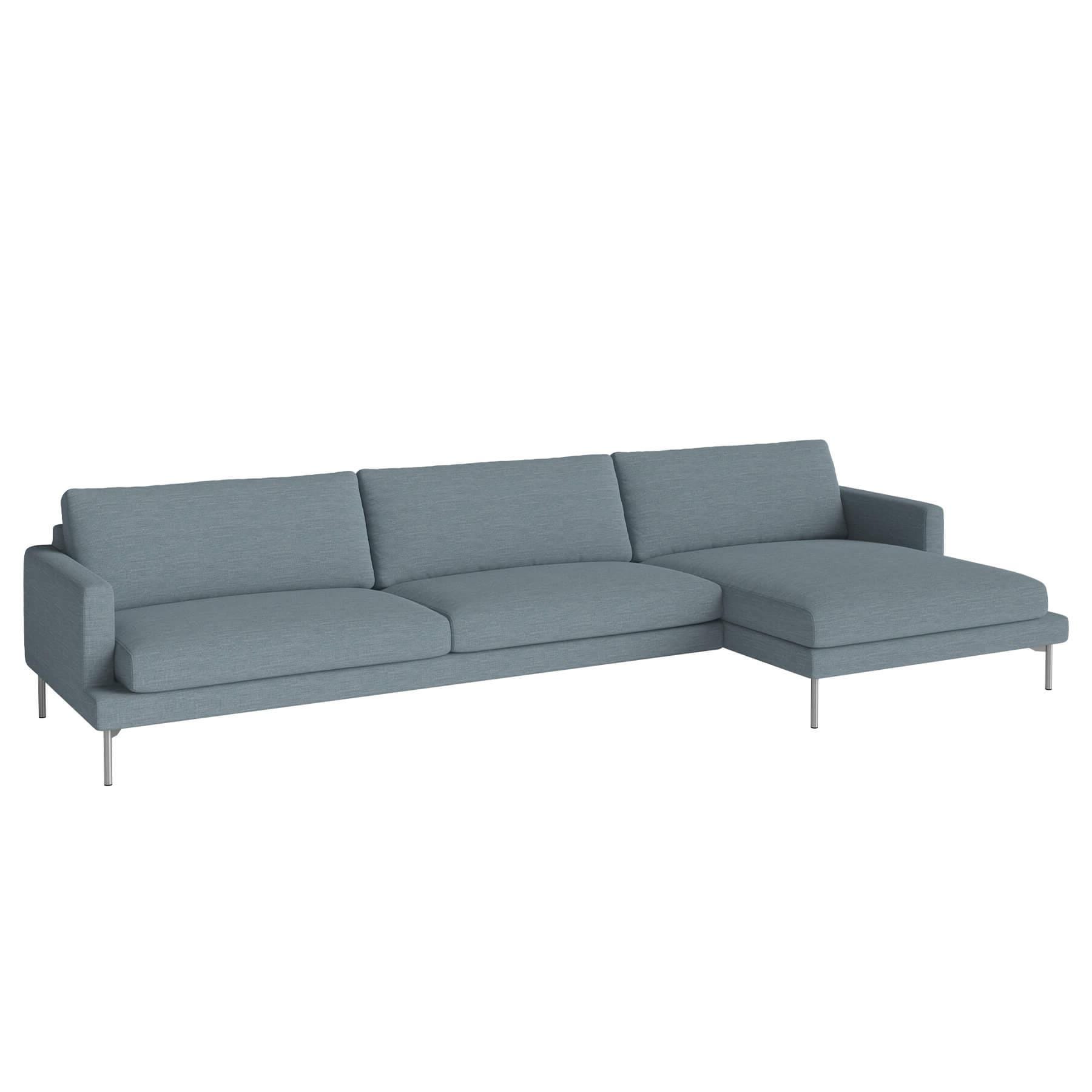 Bolia Veneda Sofa 45 Seater Sofa With Chaise Longue Brushed Steel Laine Light Blue Right Blue Designer Furniture From Holloways Of Ludlow