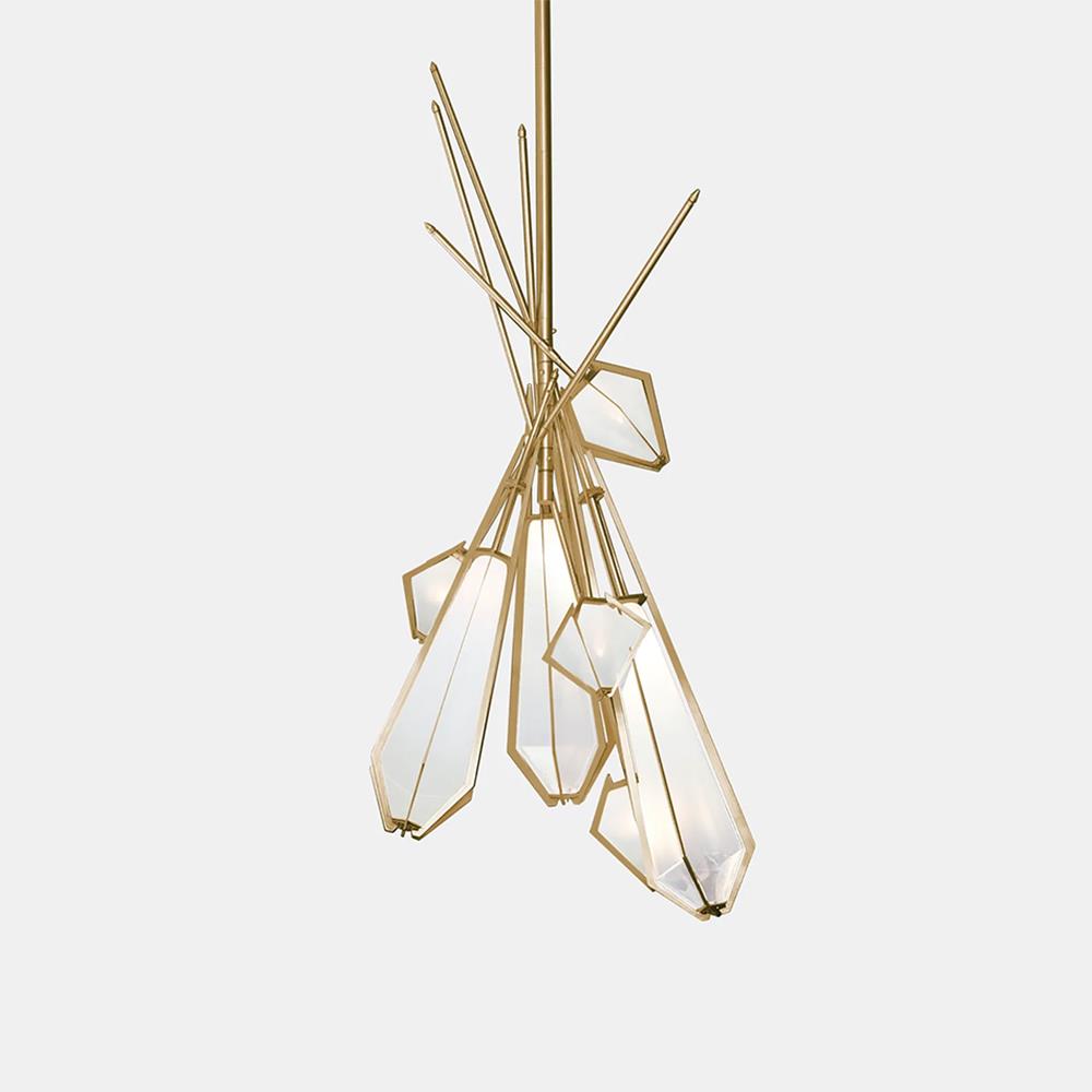 Harlow Dried Flowers Chandelier Large White Satin Brass Satin Copper