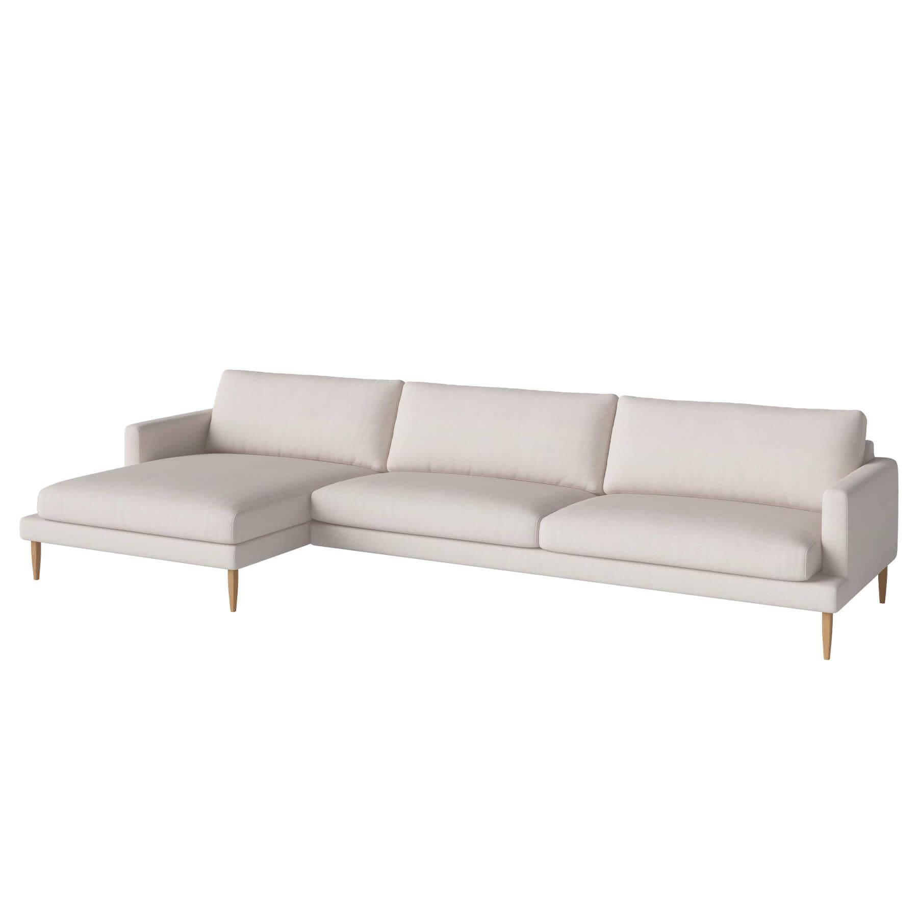 Bolia Veneda Sofa 45 Seater Sofa With Chaise Longue Oiled Oak Linea Beige Left Brown Designer Furniture From Holloways Of Ludlow