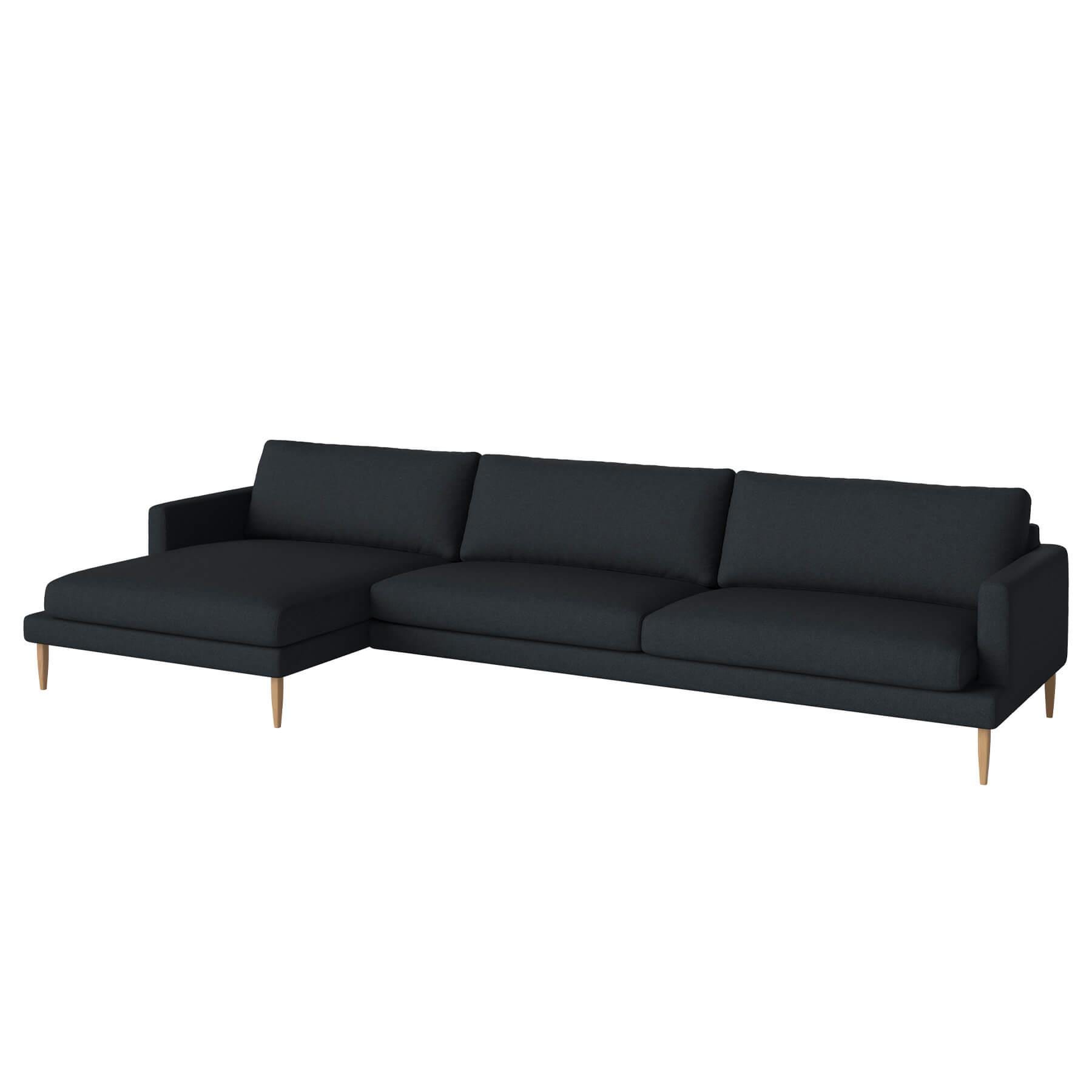 Bolia Veneda Sofa 45 Seater Sofa With Chaise Longue Oiled Oak Qual Navy Left Blue Designer Furniture From Holloways Of Ludlow