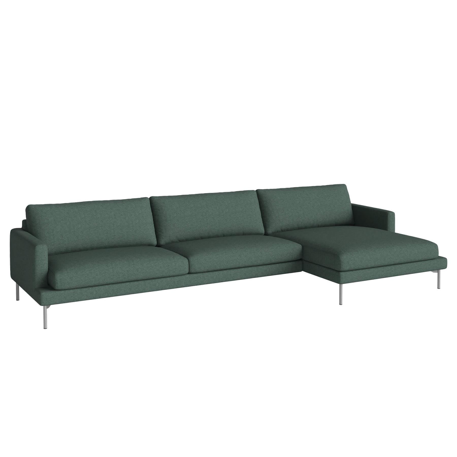 Bolia Veneda Sofa 45 Seater Sofa With Chaise Longue Brushed Steel Qual Sea Green Right Green Designer Furniture From Holloways Of Ludlow