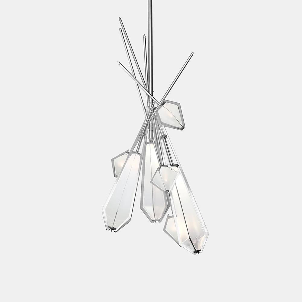 Harlow Dried Flowers Chandelier Large White Satin Nickel Satin Copper