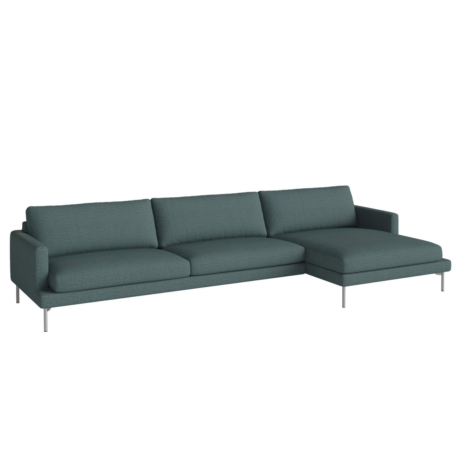 Bolia Veneda Sofa 45 Seater Sofa With Chaise Longue Brushed Steel London Sea Green Right Green Designer Furniture From Holloways Of Ludlow