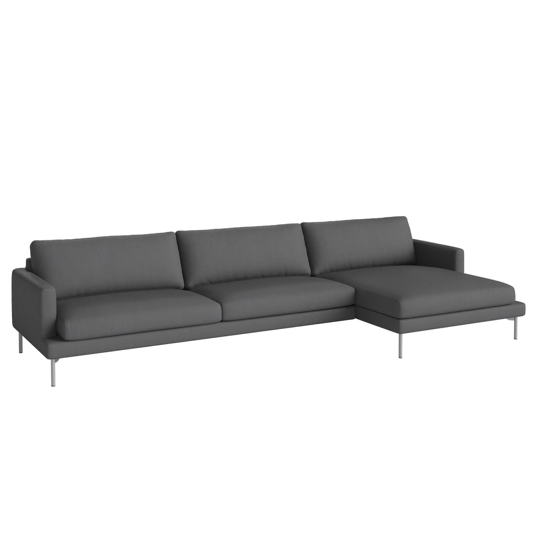 Bolia Veneda Sofa 45 Seater Sofa With Chaise Longue Brushed Steel Gaja Dark Grey Right Grey Designer Furniture From Holloways Of Ludlow