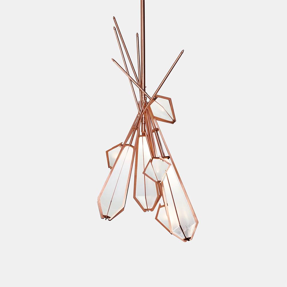Harlow Dried Flowers Chandelier Large White Satin Copper Satin Copper