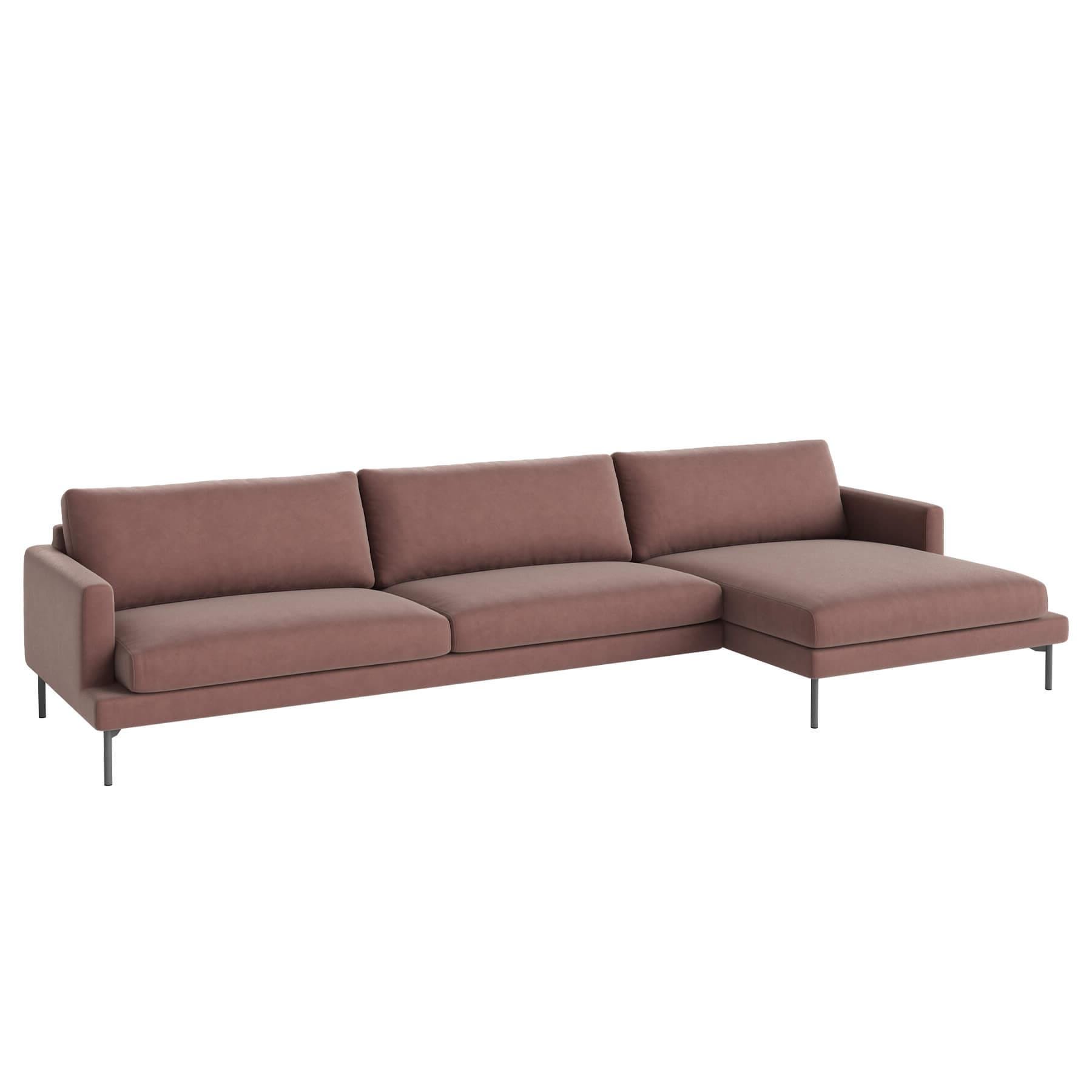 Bolia Veneda Sofa 45 Seater Sofa With Chaise Longue Grey Laquered Steel Ritz Light Rosa Right Pink Designer Furniture From Holloways Of Ludlow