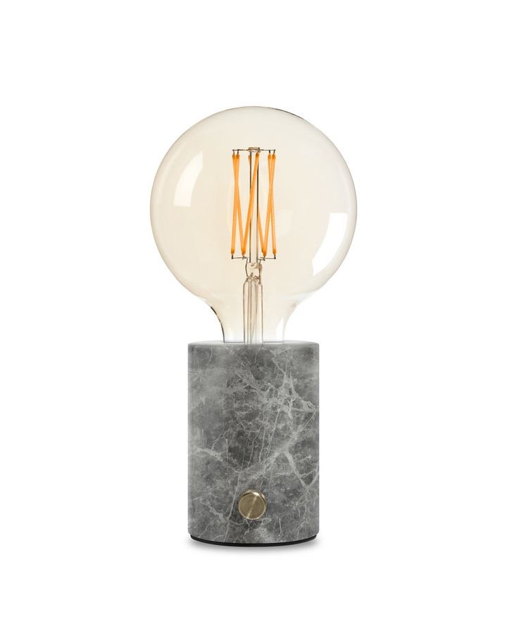Orbis Table Lamp Grey Marble Clear Tinted