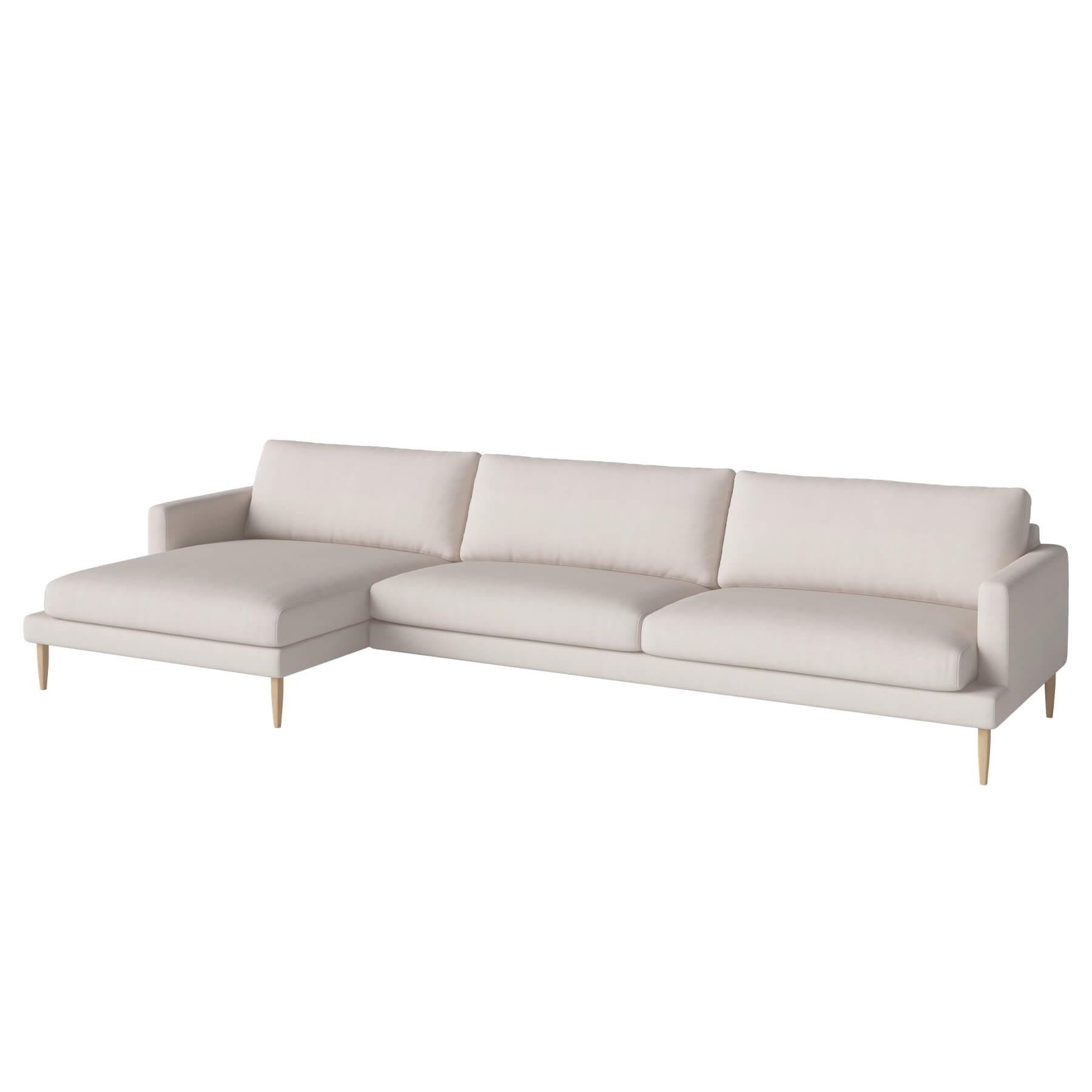 Bolia Veneda Sofa 45 Seater Sofa With Chaise Longue White Oiled Oak Linea Beige Left Brown Designer Furniture From Holloways Of Ludlow
