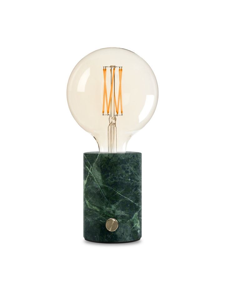 Orbis Table Lamp Green Marble Clear Tinted