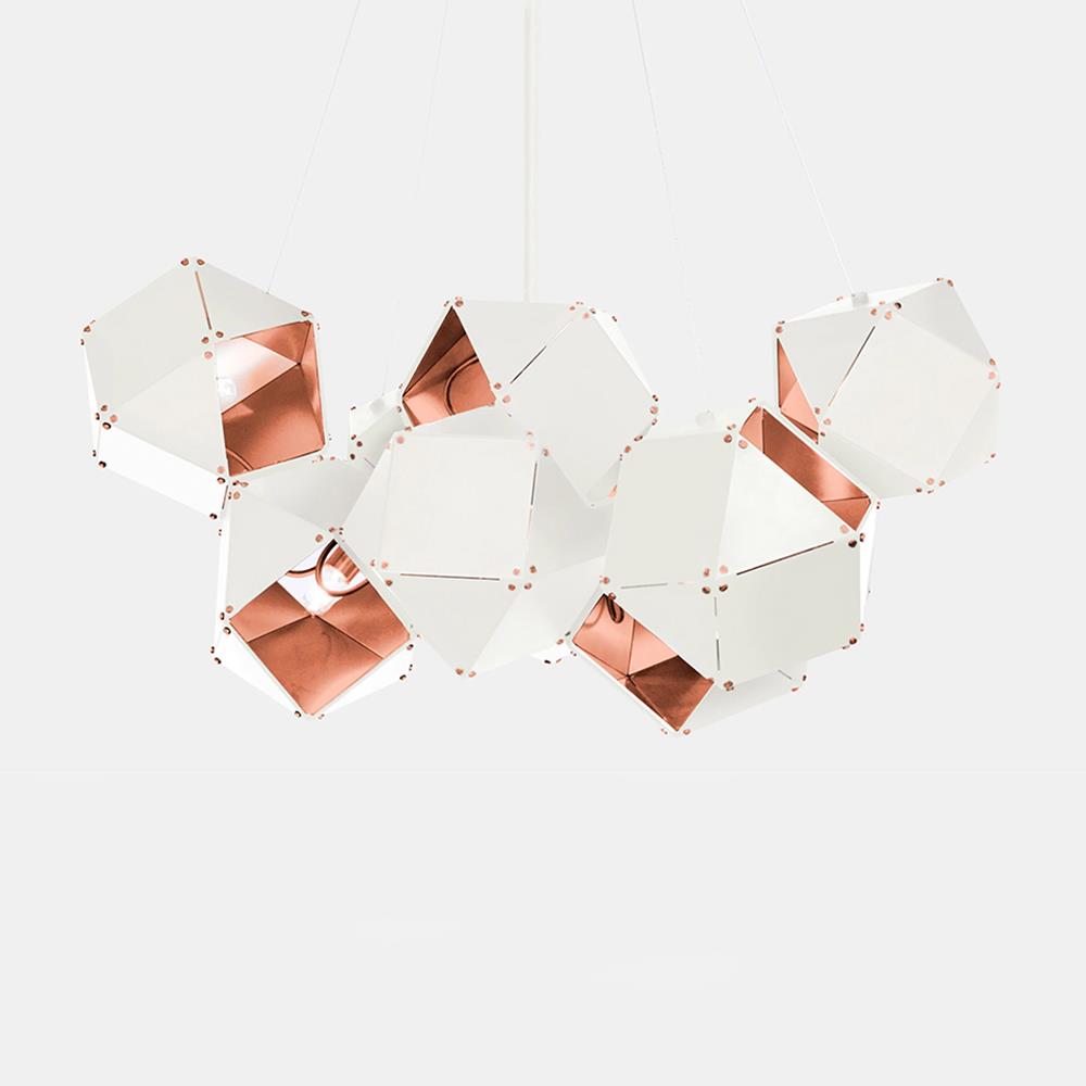 Welles Central Chandelier White And Satin Copper Satin Brass