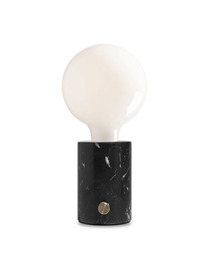 Orbis Table Lamp Black Marble Opaque White