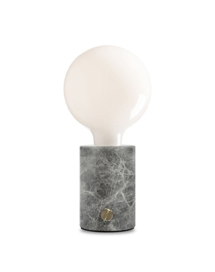 Orbis Table Lamp Grey Marble Opaque White