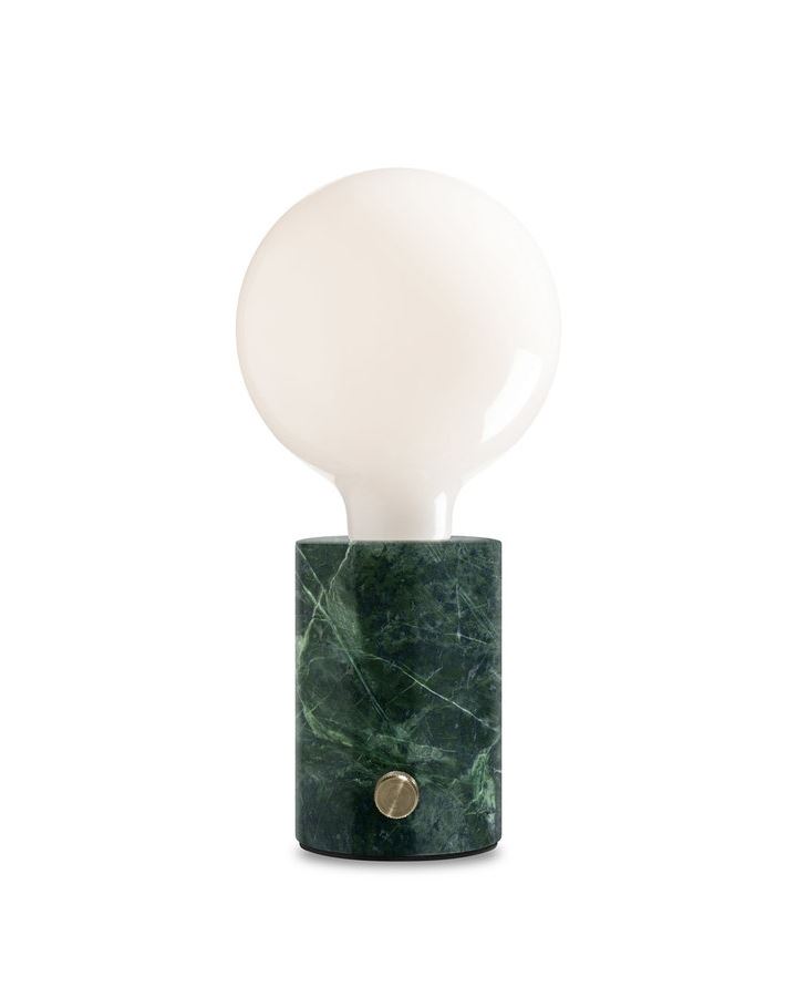 Orbis Table Lamp Green Marble Opaque White