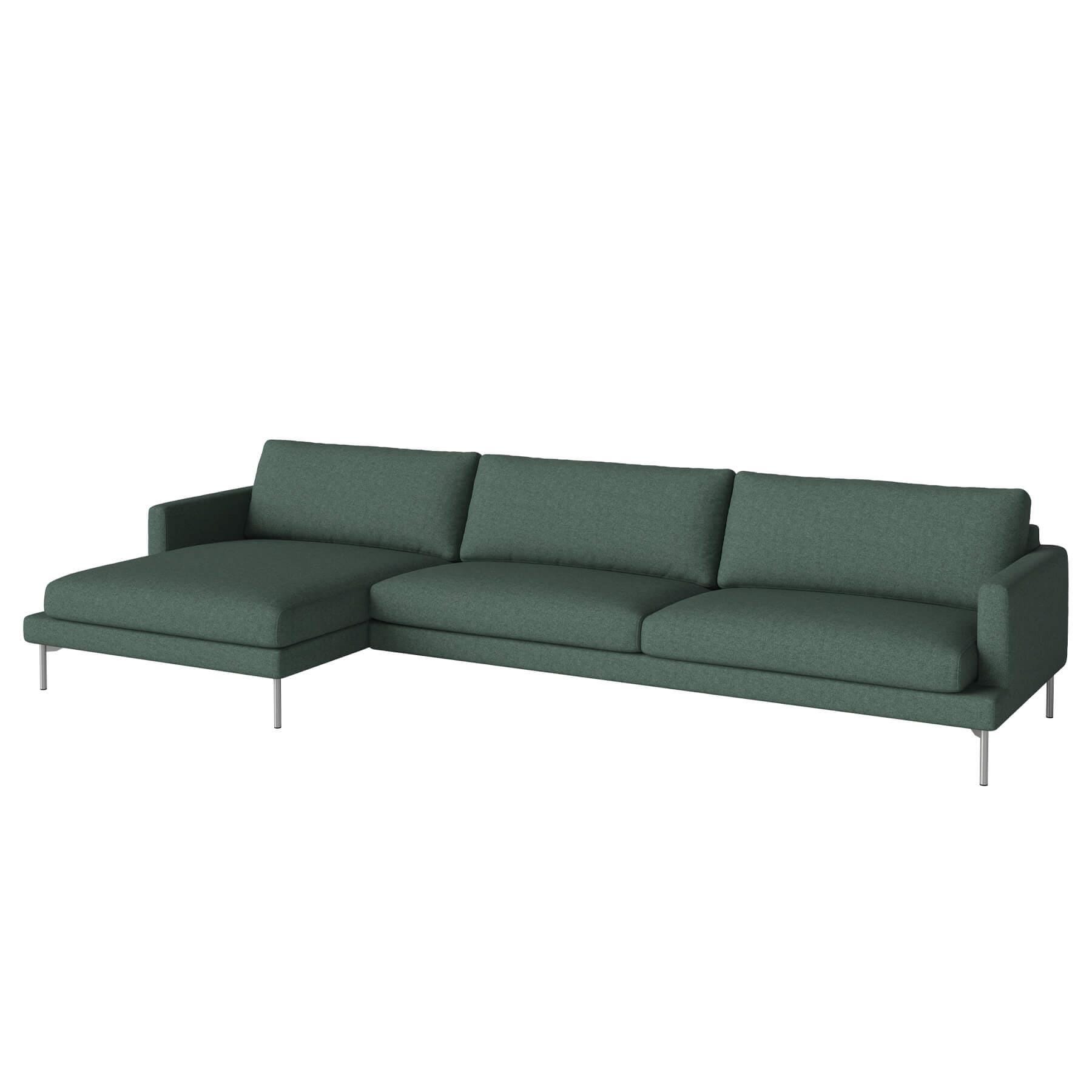 Bolia Veneda Sofa 45 Seater Sofa With Chaise Longue Brushed Steel Qual Sea Green Left Green Designer Furniture From Holloways Of Ludlow