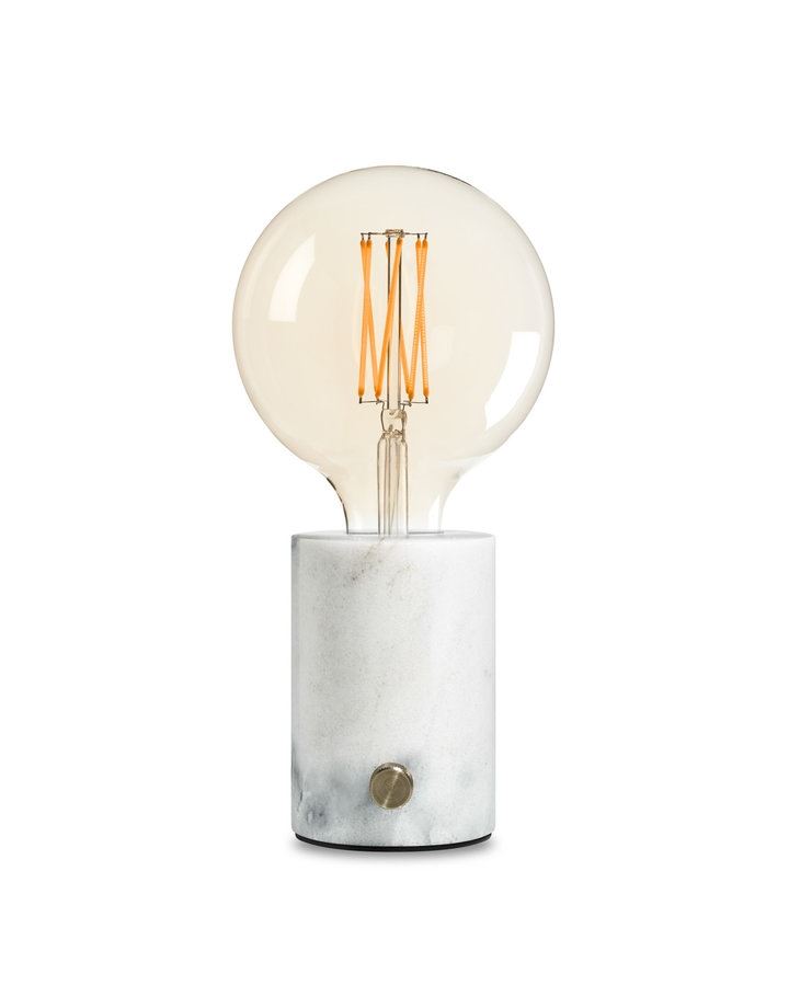 Orbis Table Lamp White Marble Clear Tinted