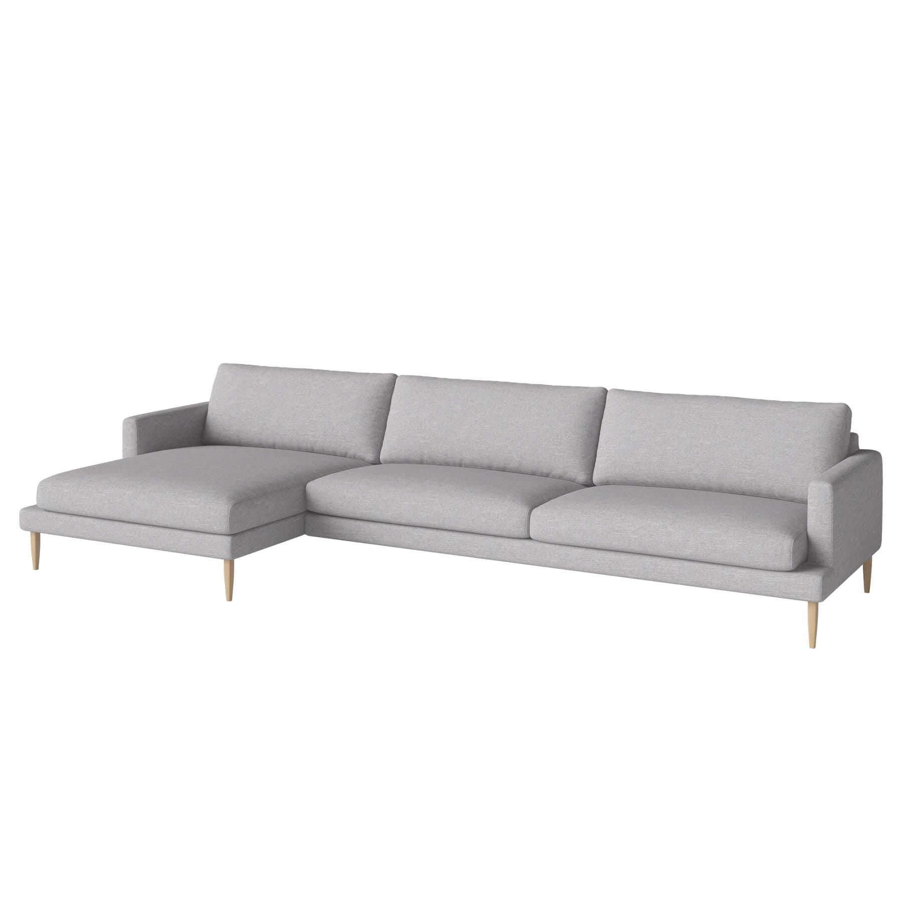 Bolia Veneda Sofa 45 Seater Sofa With Chaise Longue White Oiled Oak Baize Light Grey Left Grey Designer Furniture From Holloways Of Ludlow