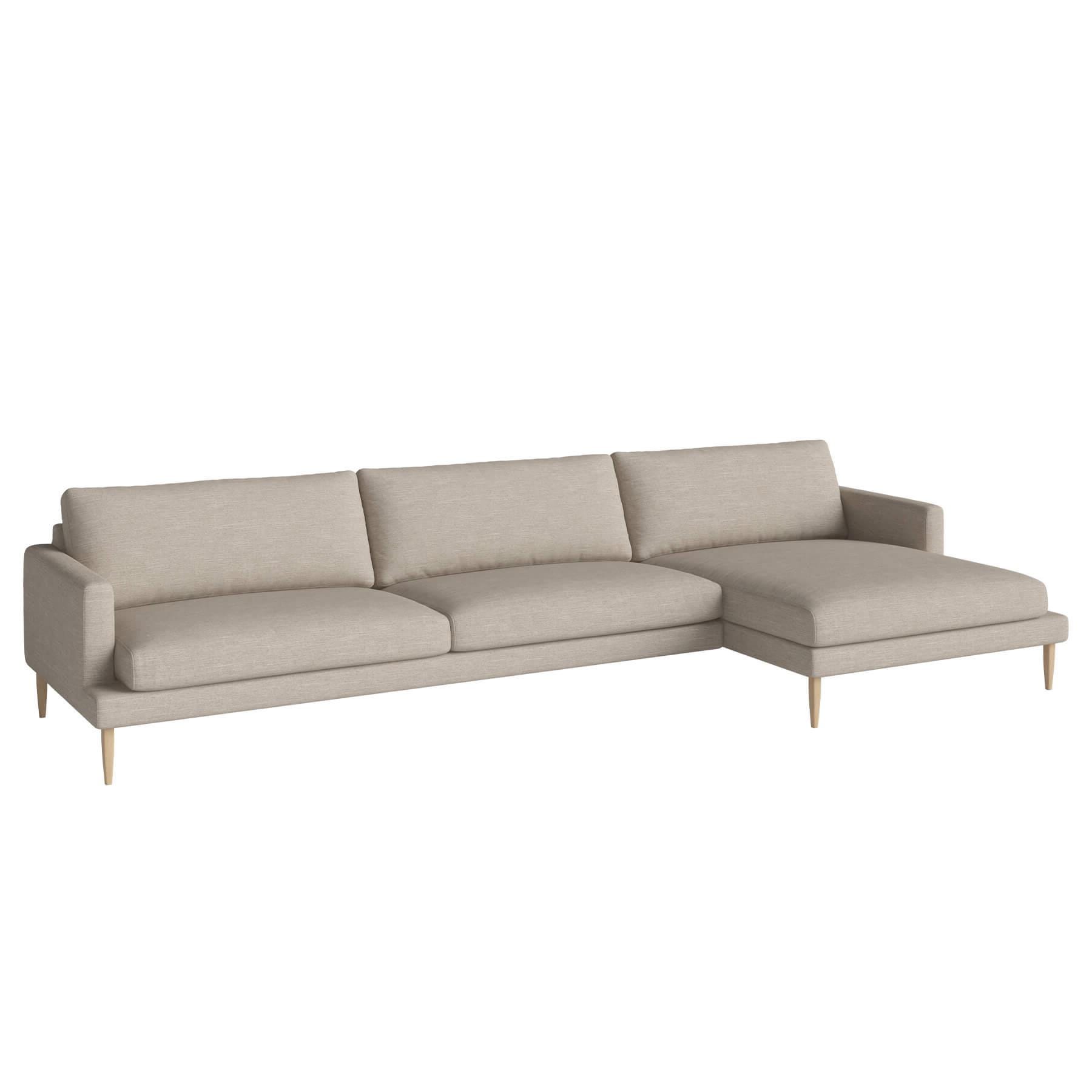 Bolia Veneda Sofa 45 Seater Sofa With Chaise Longue White Oiled Oak Baize Sand Right Brown Designer Furniture From Holloways Of Ludlow