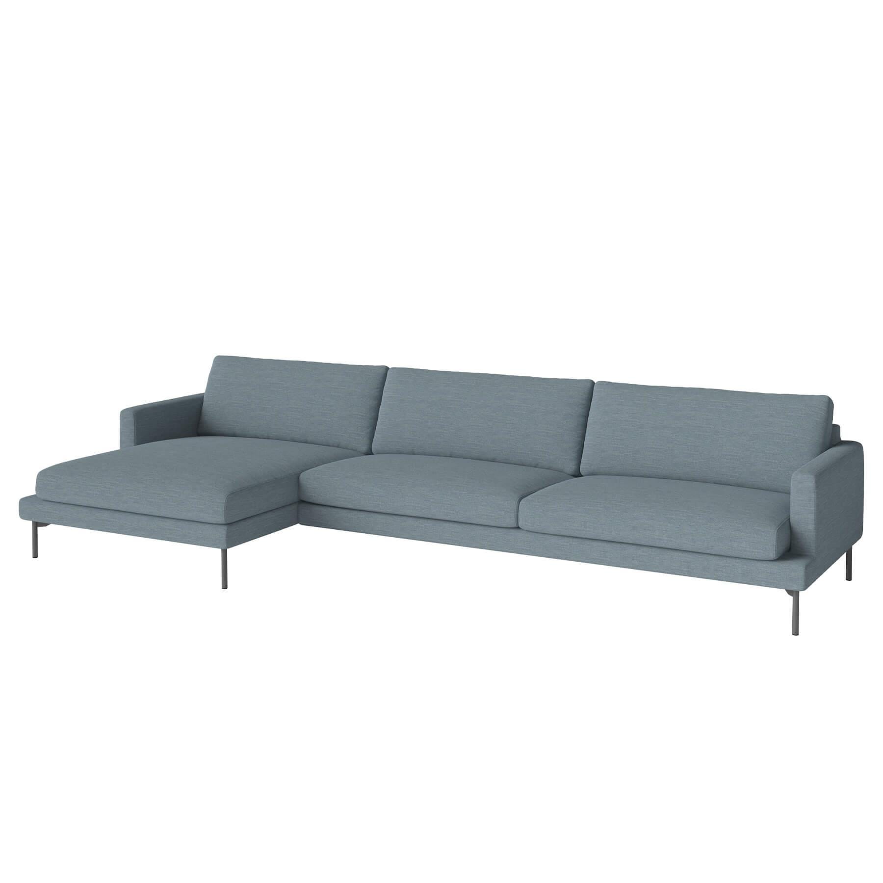 Bolia Veneda Sofa 45 Seater Sofa With Chaise Longue Grey Laquered Steel Laine Light Blue Left Blue Designer Furniture From Holloways Of Ludlow