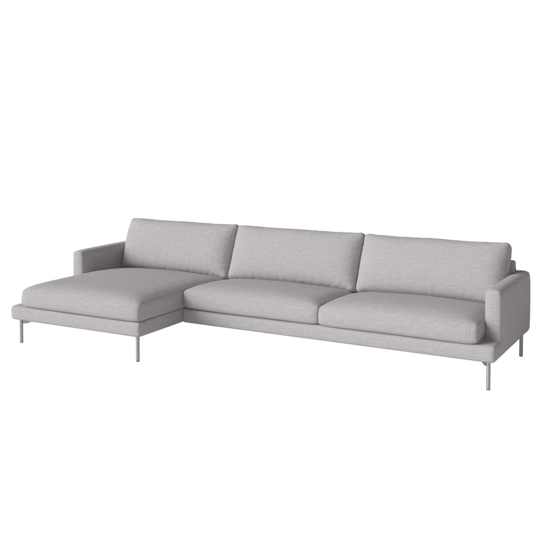 Bolia Veneda Sofa 45 Seater Sofa With Chaise Longue Brushed Steel Baize Light Grey Left Grey Designer Furniture From Holloways Of Ludlow