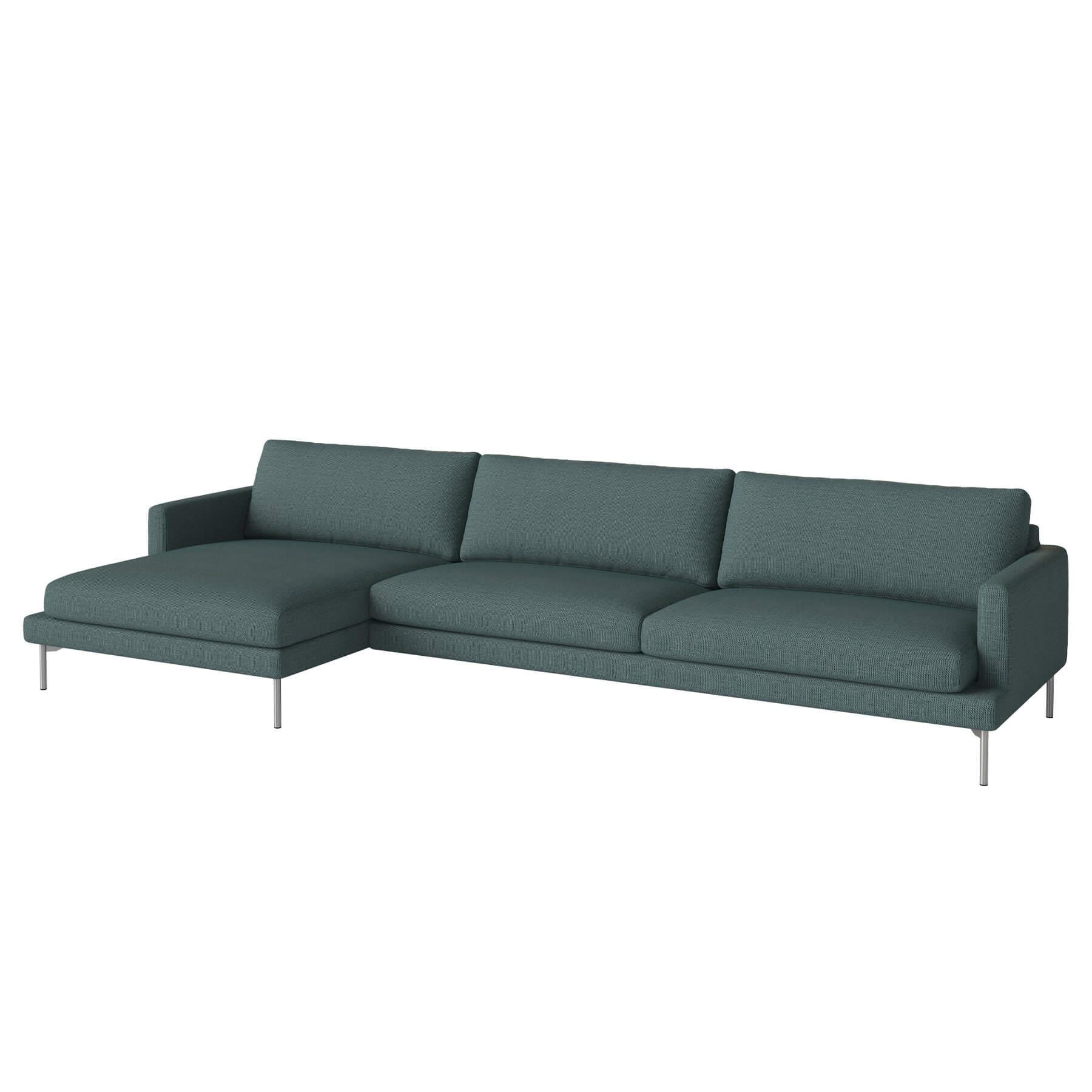 Bolia Veneda Sofa 45 Seater Sofa With Chaise Longue Brushed Steel London Sea Green Left Green Designer Furniture From Holloways Of Ludlow