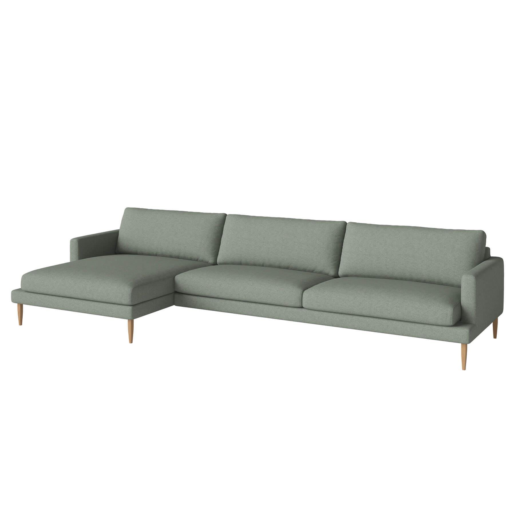 Bolia Veneda Sofa 45 Seater Sofa With Chaise Longue Oiled Oak Qual Green Left Green Designer Furniture From Holloways Of Ludlow