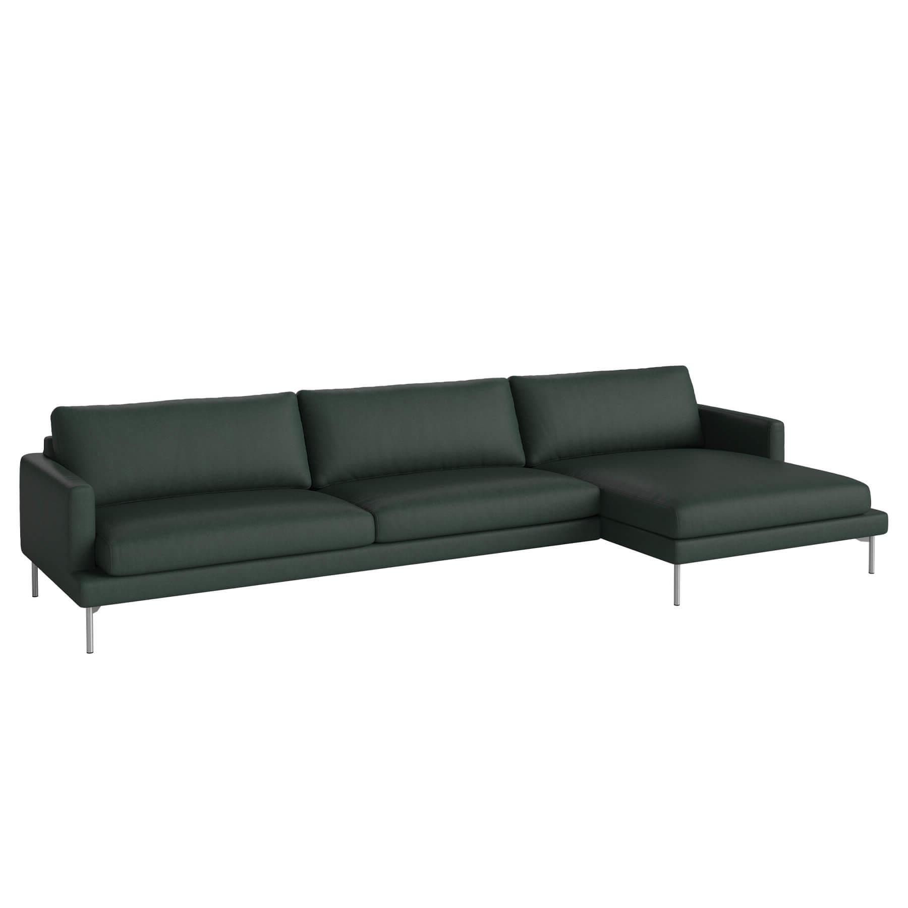 Bolia Veneda Sofa 45 Seater Sofa With Chaise Longue Brushed Steel Gaja Dark Green Right Green Designer Furniture From Holloways Of Ludlow