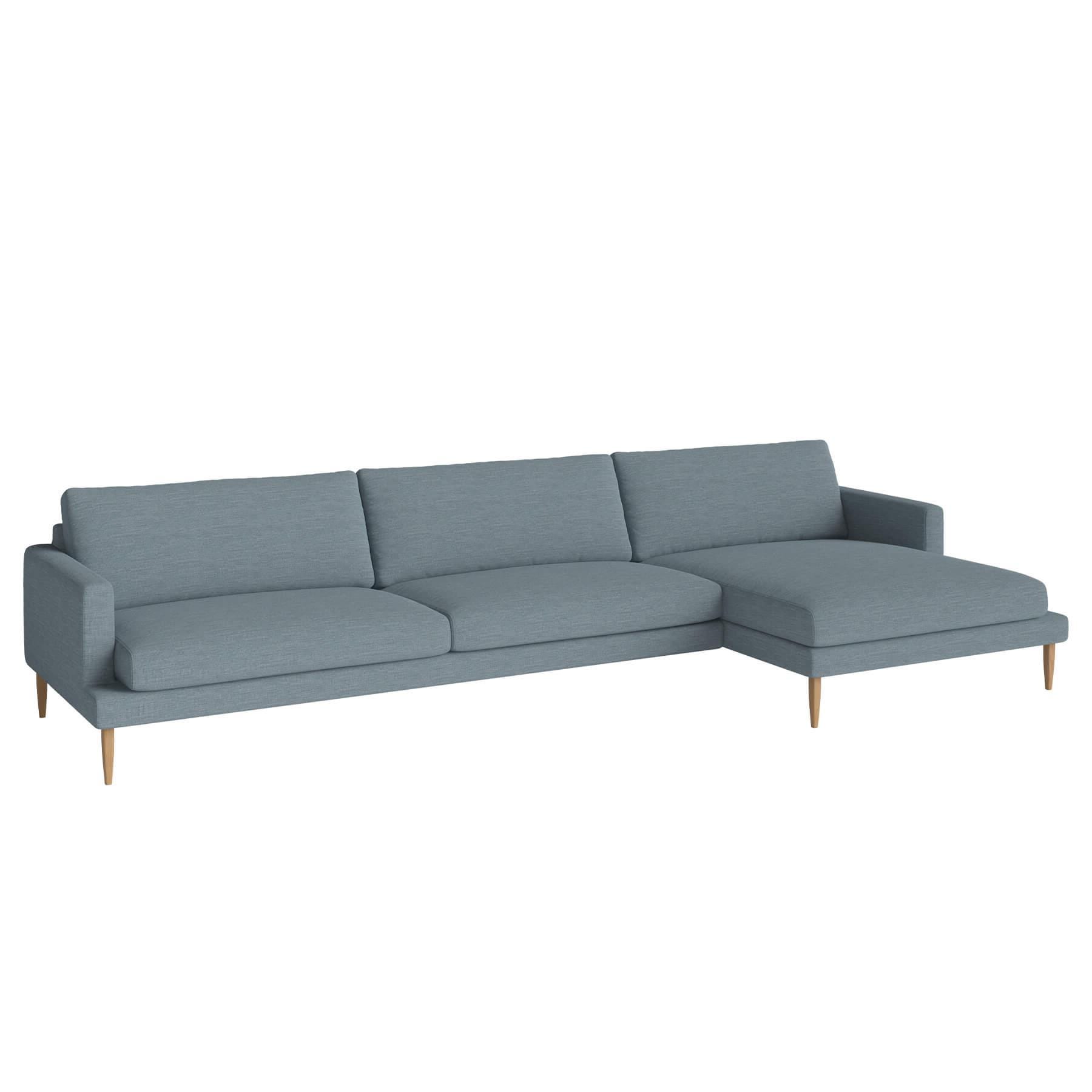 Bolia Veneda Sofa 45 Seater Sofa With Chaise Longue Oiled Oak Laine Light Blue Right Blue Designer Furniture From Holloways Of Ludlow