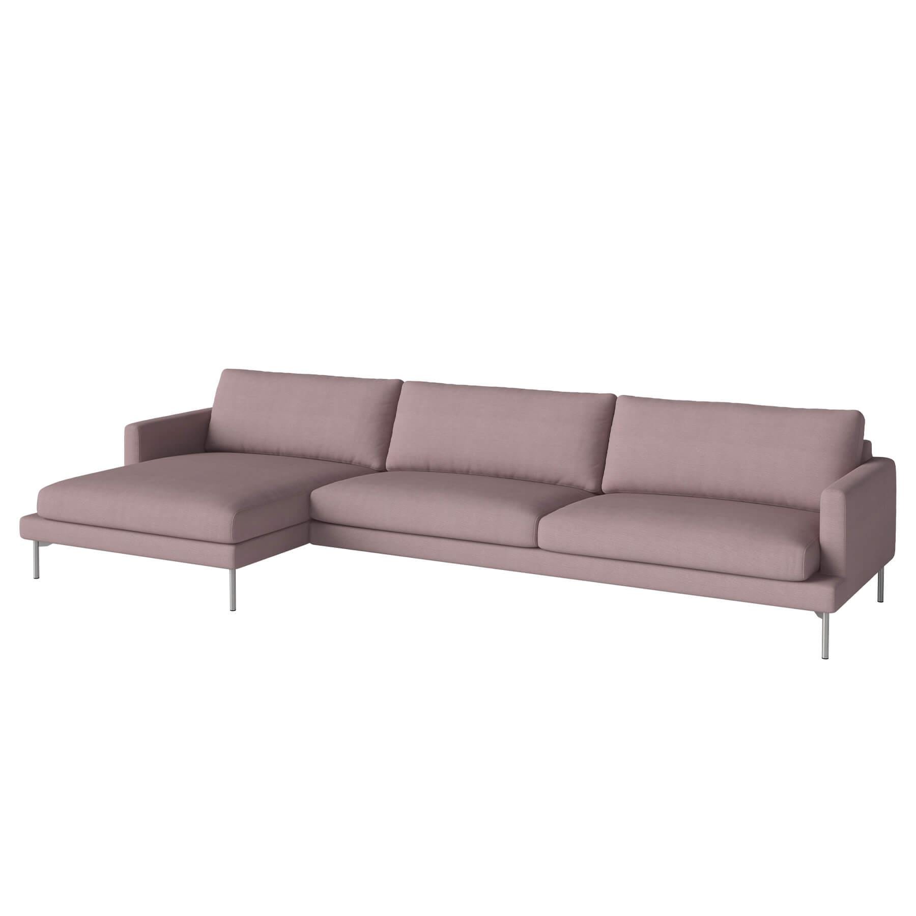 Bolia Veneda Sofa 45 Seater Sofa With Chaise Longue Brushed Steel Linea Rosa Left Pink Designer Furniture From Holloways Of Ludlow