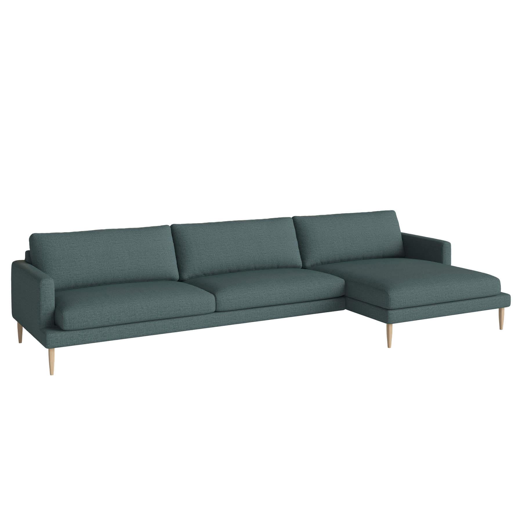 Bolia Veneda Sofa 45 Seater Sofa With Chaise Longue White Oiled Oak London Sea Green Right Green Designer Furniture From Holloways Of Ludlow