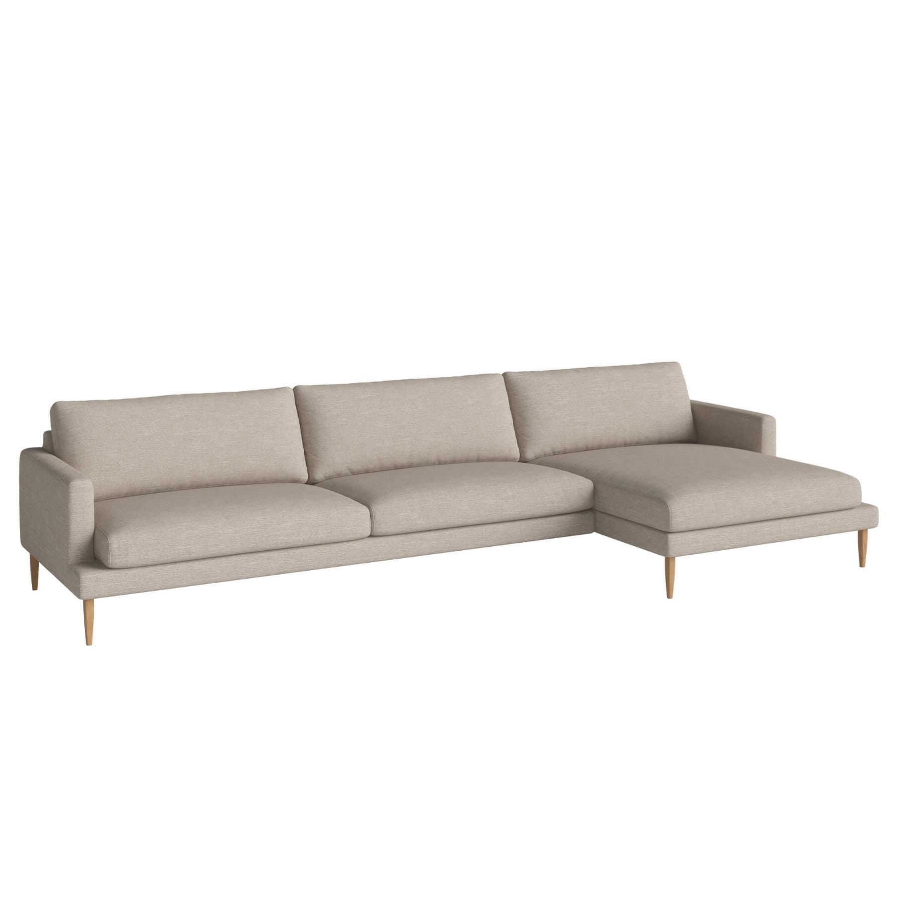 Bolia Veneda Sofa 45 Seater Sofa With Chaise Longue Oiled Oak Baize Sand Right Brown Designer Furniture From Holloways Of Ludlow