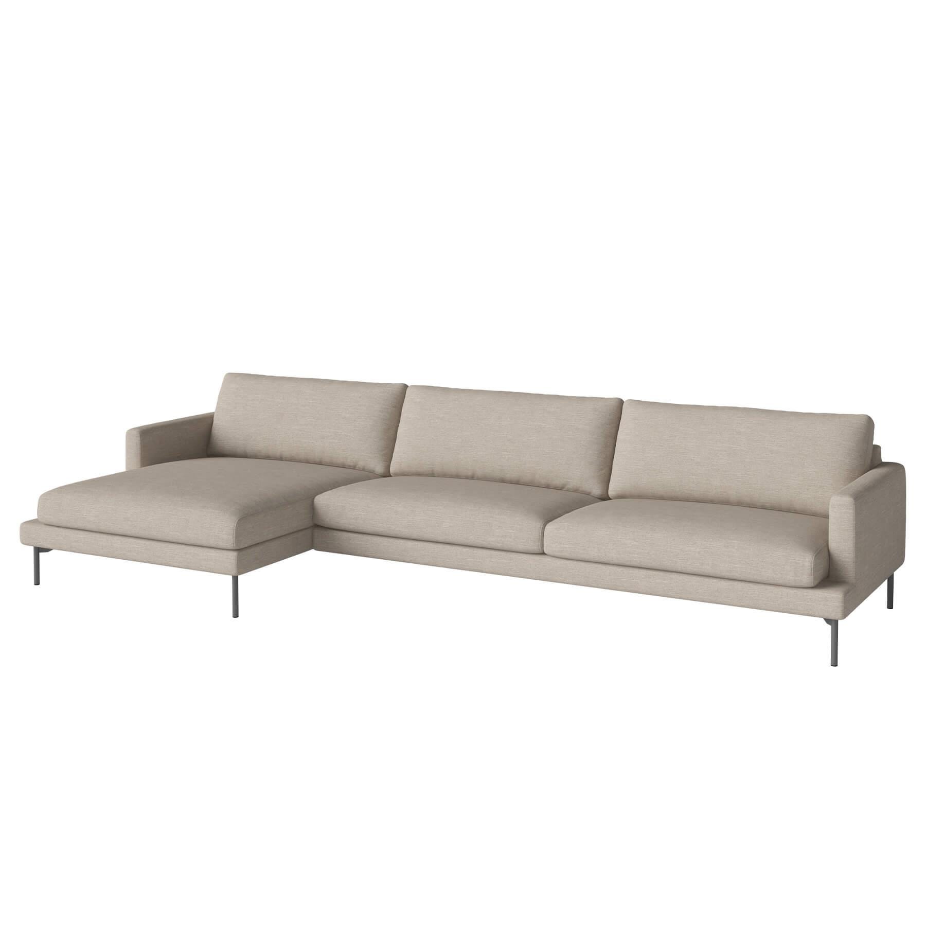 Bolia Veneda Sofa 45 Seater Sofa With Chaise Longue Grey Laquered Steel Baize Sand Left Brown Designer Furniture From Holloways Of Ludlow