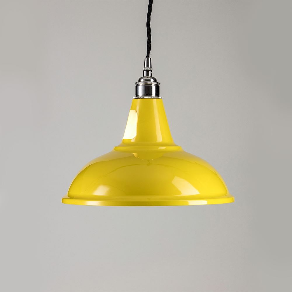 Old School Electric Factory Pendant Light Yellow White Interior Polished Nickelblack Flex Designer Pendant Lighting