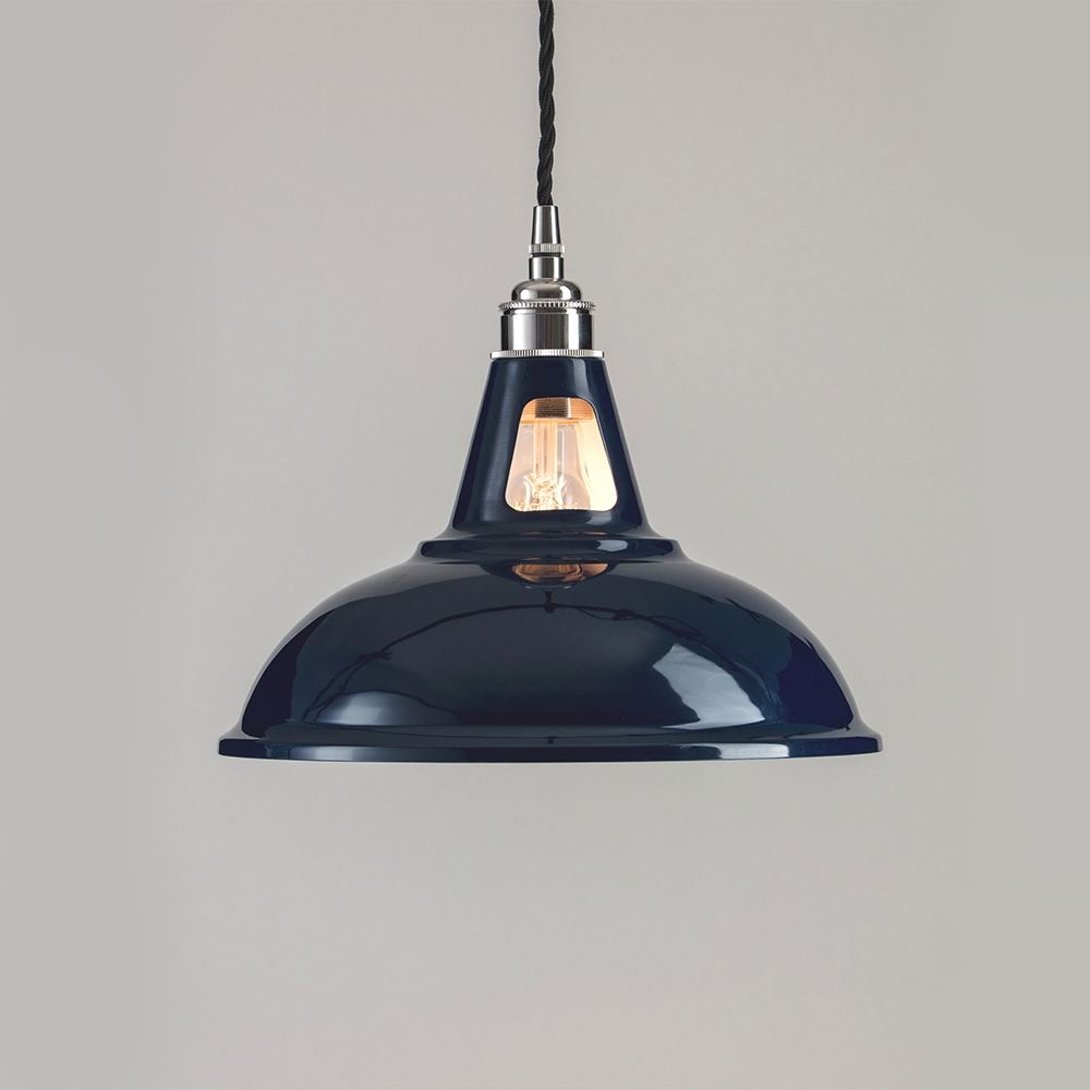 Old School Electric Factory Pendant Light Blue White Interior Polished Nickelblack Flex Designer Pendant Lighting