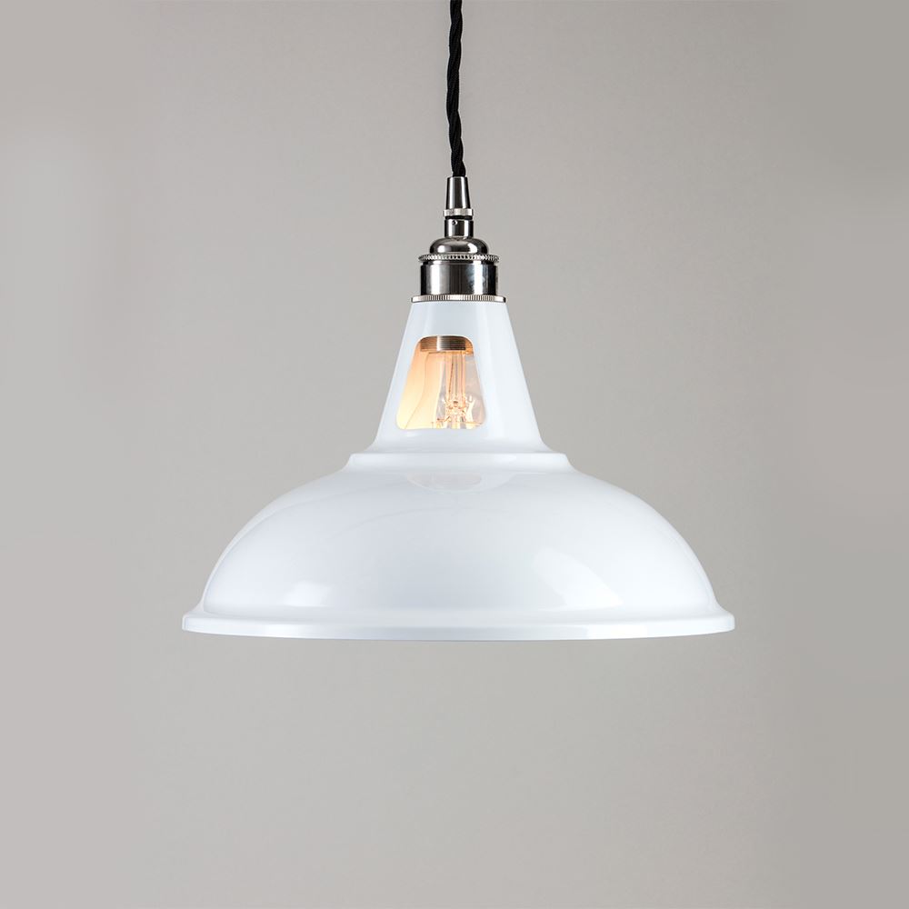 Old School Electric Factory Pendant Light White White Interior Polished Nickelblack Flex Designer Pendant Lighting