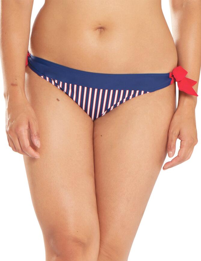 Make a splash in the stunning new Ahoy range by Curvy Kate! Styled in all over nautical inspired print and paired with chic, feminine styling, this fabulous tie side brief offers a comfortable and contemporary solution for your swimwear collection!  Sexy and chic, feminine style Beautiful nautical print adorns the brief Adjustable ties at the side for a truly individual fit and feel Comfortable and contemporary fit and feel Offers medium rear coverage Matching co-ordinates available! Composition of shell: 80% Nylon &pipe; 20% Lycra Composition of lining: 91% Nylon &pipe; 9% Elastane  Listed in UK sizes  14988-53324-658280 CS4715 Topaz/Floral