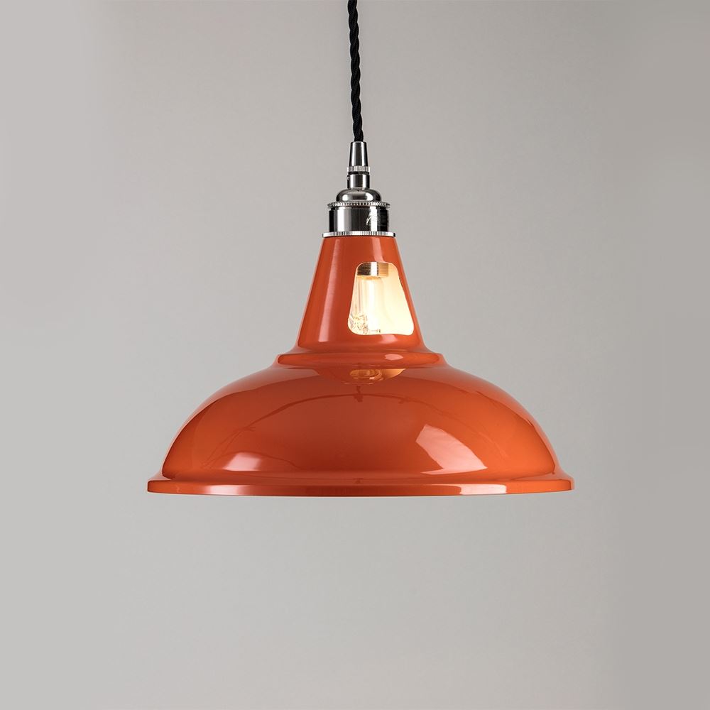 Old School Electric Factory Pendant Orange White Interior Polished Nickelblack Flex Designer Pendant Lighting