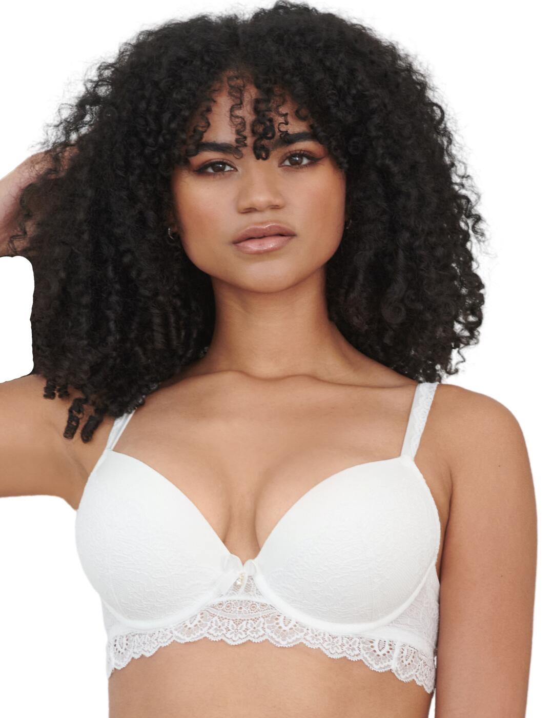 The Divine collection by Pour Moi is effortlessly glamourous. This push-up bra boasts padded cups to give you added volume which is highlighted by the deep plunging cups. Opulent lace adorns the cups and band of this bra. Underwiring offers a supportive fit and natural lift. A soft scalloped lace flatters the body and gives an ultra-feminine appearance. Adjustable shoulder straps and a hook and eye closure allow you to find the perfect fit. Finished with a charming bow holding a charm on the bridge. Pair with matching lingerie from the collection for a coordinated look.  Feminine lace detailing Bow on the bridge of the bra Adjustable shoulder straps and hook and eye closure Country of origin: China Composition: 83% Polyamide &pipe; 17% Elastane Listed in UK sizes  53950-96634-1275180 26102 Push Up Bra