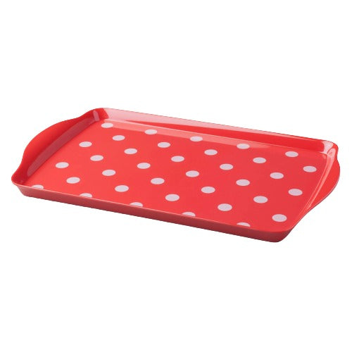 Premium Melamine Dotty Tray, Medium, Red