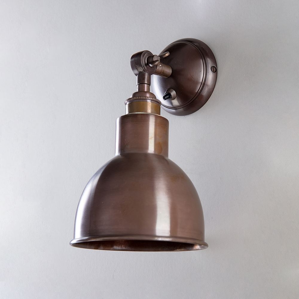 Old School Electric Churchill Wall Light Metal Shades Churchill Short Arm Switched All Antique Brass