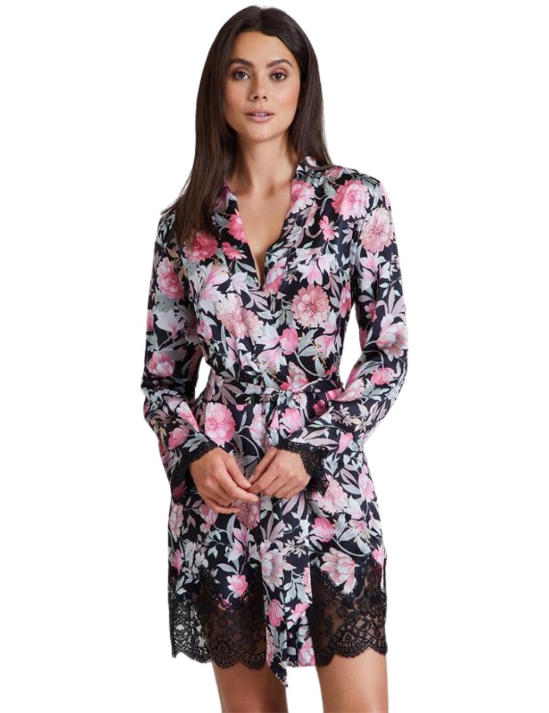 Wrap yourself in the luxurious feel of silk and lace with the lavish Toi Mon Amour collection from Aubade. This tasteful nightgown boasts a rich floral print that will make you look incredibly feminine and extravagant. The long sleeves and approximately mid-thigh length of this piece make it ideal for comfortable moments. The delicate lace panels on the bottom of this kimono and the trims of the sleeves add another layer of elegance and beautifully finish off this sophisticated design.  Long sleeves Lace trims on the bottom and the sleeves Waist tie-up Approx. mid-thigh length Matching coordinates available Country of origin: China Composition: Fabric: 100% Silk Composition: Lace: 100% Polyamide Listed in UK sizes  55090-98207-1272523 QS65-1 Kimono
