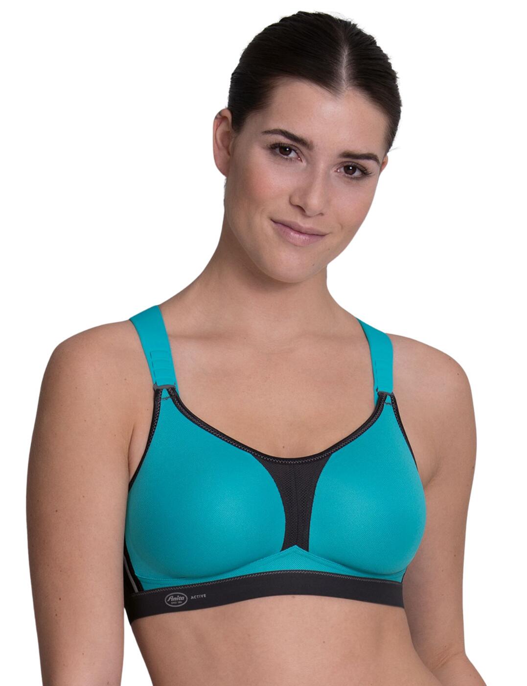 If you're looking for a supportive sports bra that also prioritises comfort then this Dynamix Star sports bra by Anita Active is perfect for you. It is a simple design that has a net insert at the front which improves the air circulation. This bra has seamlessly shaped cups which has towelling fabric on the inside to keep you dry when exercising. It has padded straps that are designed to sit in the centre of the shoulder taking the strain off your neck. They are also adjustable and with an x-back design. This bra has a hook and eye closure to the rear that gives an individual fit.  Sports bra Supportive and comfortable Simple design Net insert to improve air circulation Seamlessly shaped cups Towelling fabric on the inside of cups to keep you dry Adjustable x-back padded straps Hook and eye closure Composition: 45% Polyester &pipe; 35% Nylon &pipe; 10% Elastane &pipe; 10% Polyurethan Listed in UK sizes  51203-92447-1214999 5537 Sports Bra