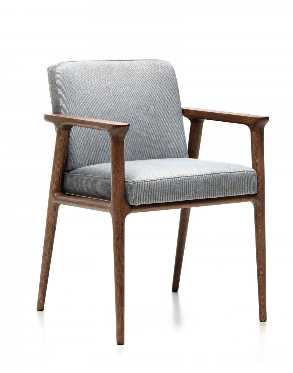 Zio Dining Chair Cinnamon Oak With Oray Griffin Fabric