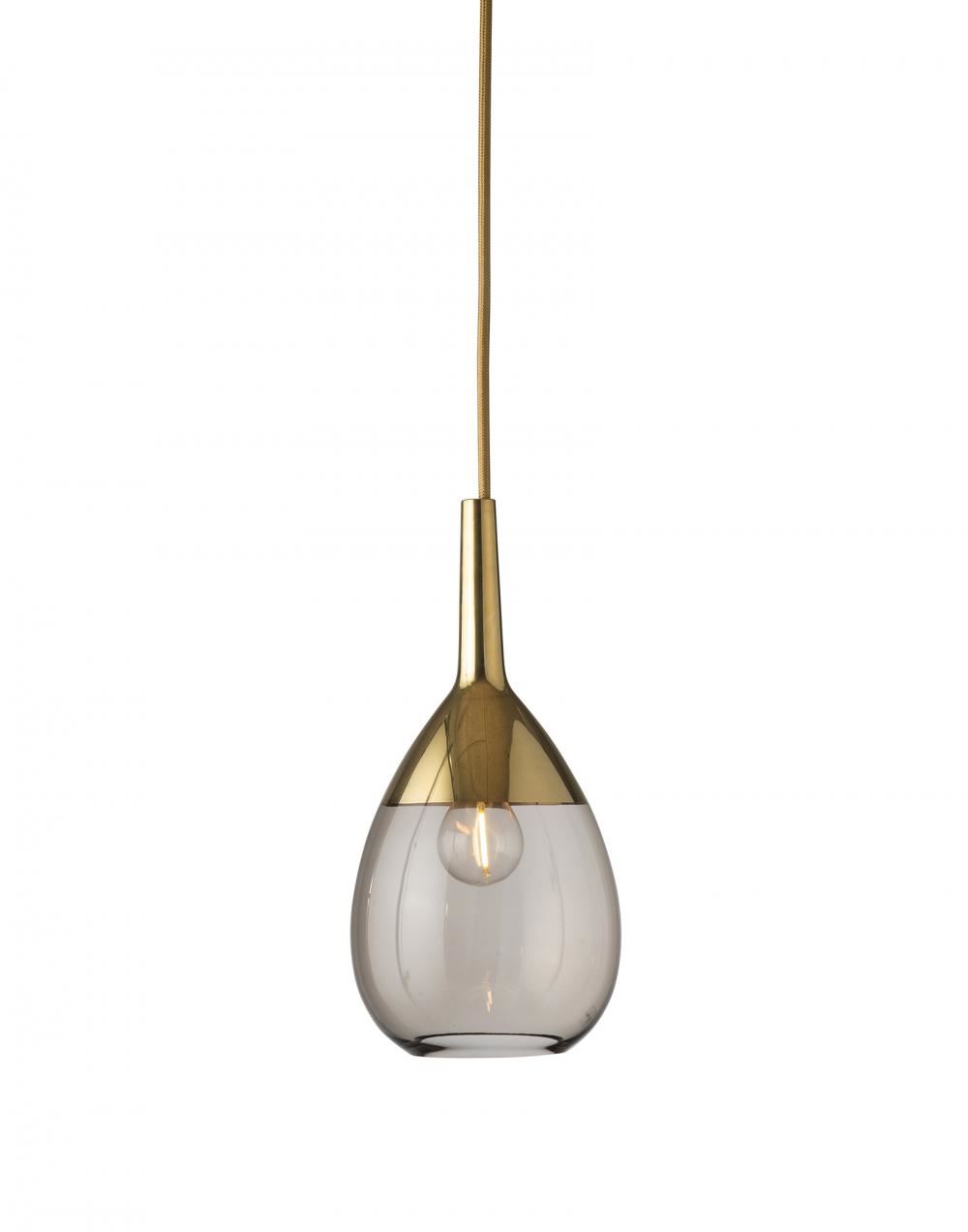 Ebb Flow Lute Pendant Small Chestnut Brown Gold Glass Designer Pendant Lighting