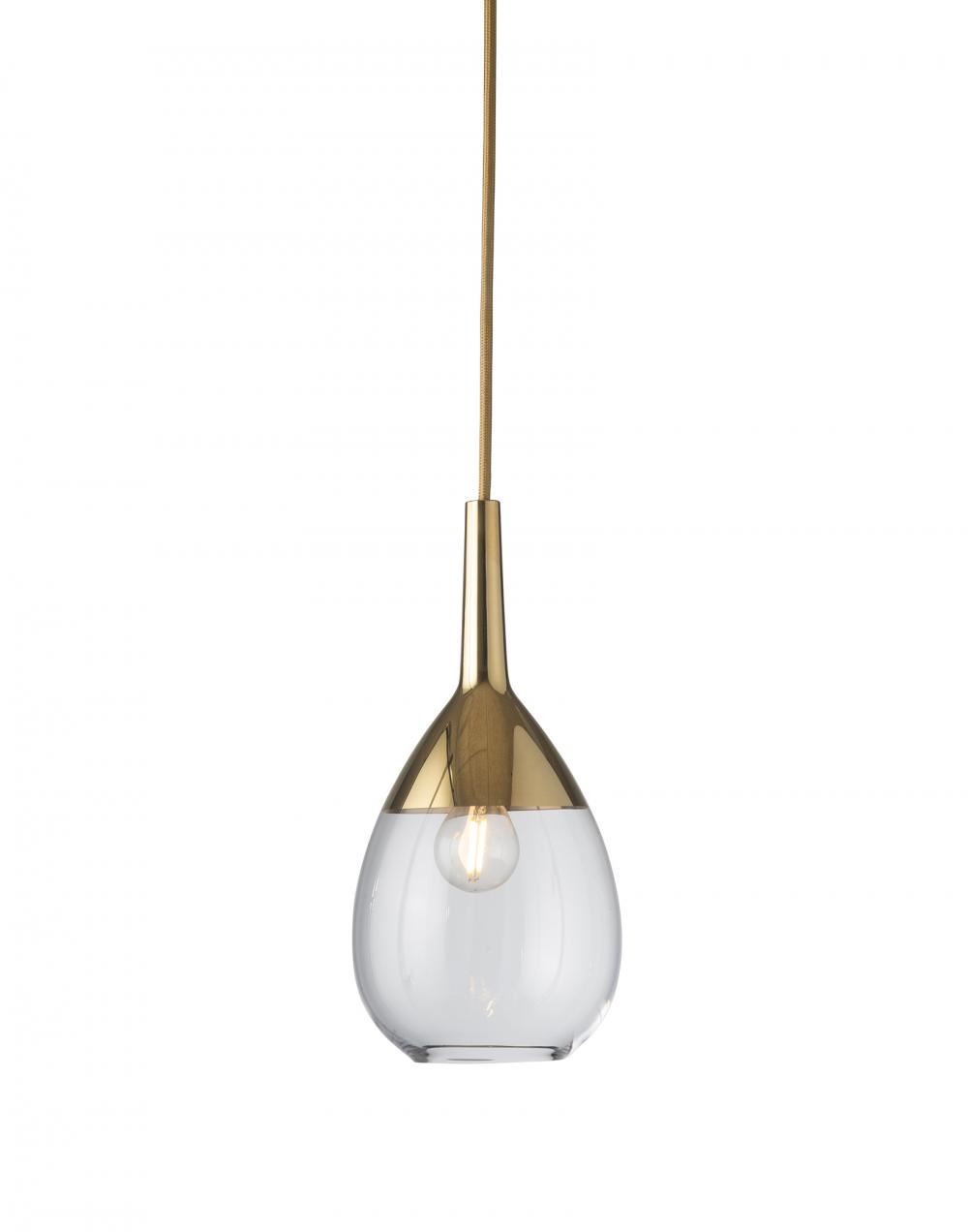 Ebb Flow Lute Pendant Small Clear Gold Glass Designer Pendant Lighting