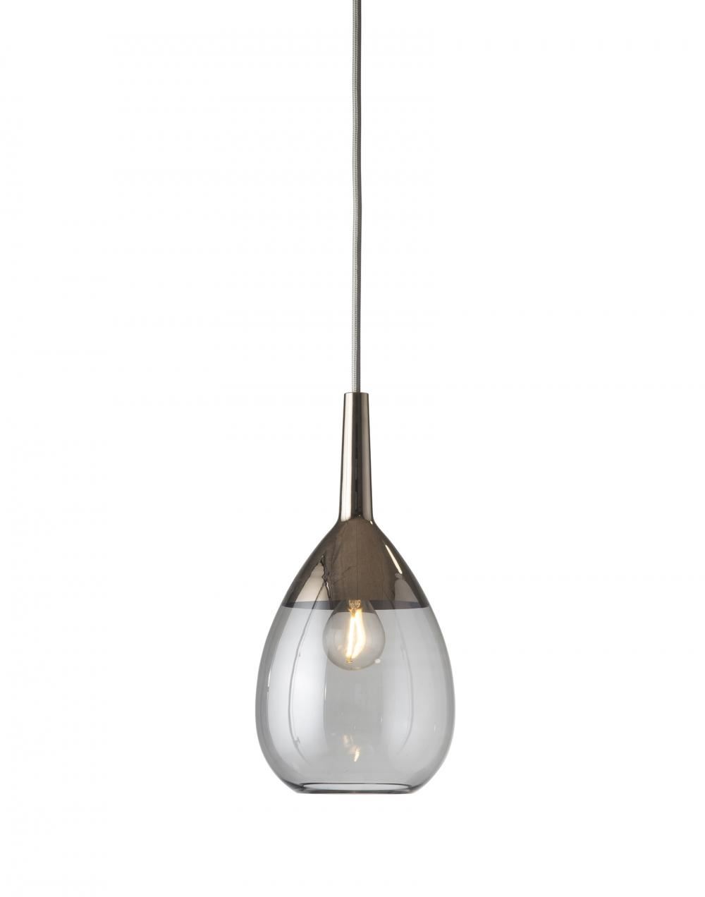 Ebb Flow Lute Pendant Small Smokey Grey Platinum Glass Designer Pendant Lighting