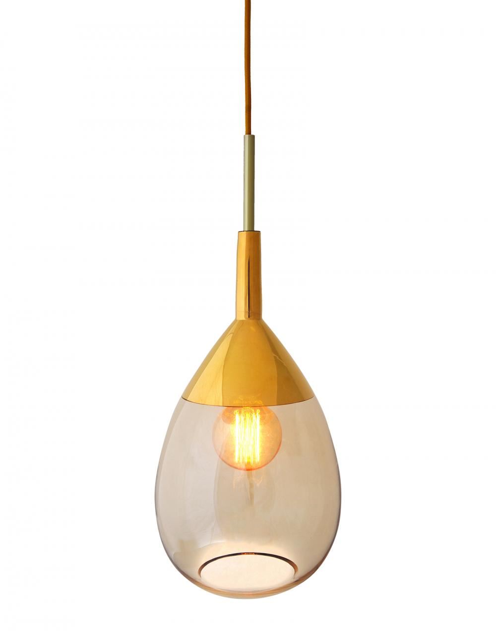 Ebb Flow Lute Pendant Medium Golden Smoke Gold Glass Brassgold Designer Pendant Lighting