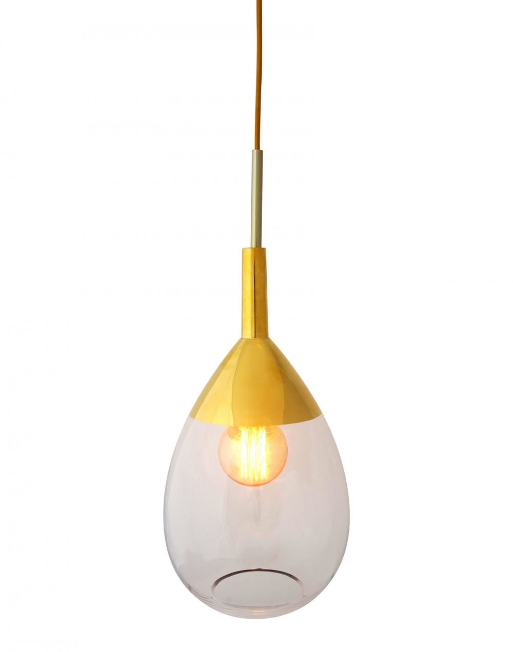 Ebb Flow Lute Pendant Medium Clear Gold Glass Designer Pendant Lighting